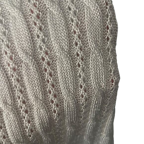 Chico's Women's Size 2 Medium Open Knit Metallic V Neck Sparkle Sweater - Picture 6 of 9